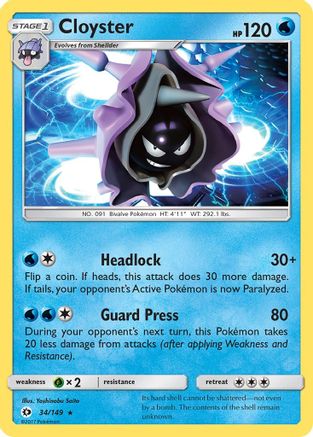 Cloyster 034/149  - Reverse Holofoil SM Base Set - Rare