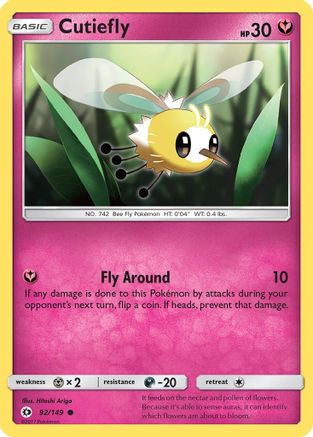 Cutiefly 092/149  - Reverse Holofoil SM Base Set - Common