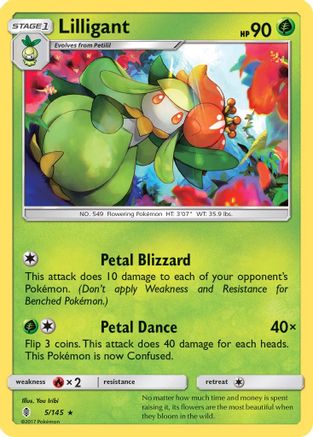 Lilligant 005/145  - Reverse Holofoil SM  Guardians Rising - Rare