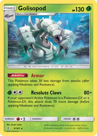 Golisopod 009/145  - Holofoil SM  Guardians Rising - Holo Rare