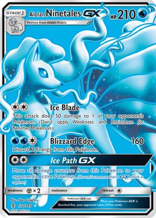 Alolan Ninetales GX (Full Art) 132/145  - Holofoil SM  Guardians Rising - Ultra Rare