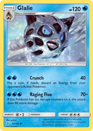 Glalie 032  - Reverse Holofoil SM  Guardians Rising - Uncommon