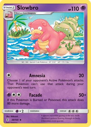 Slowbro 049/145  - Reverse Holofoil SM  Guardians Rising - Uncommon