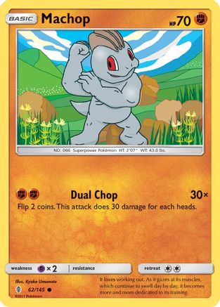 Machop (62) 062/145  - Reverse Holofoil SM  Guardians Rising - Common