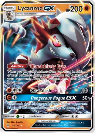 Lycanroc GX 074/145  - Holofoil SM  Guardians Rising - Ultra Rare