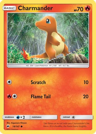 Charmander 018/147  - Reverse Holofoil SM  Burning Shadows - Common