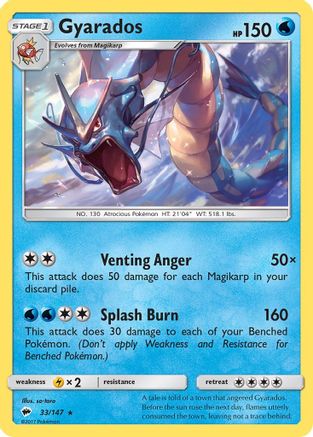 Gyarados 033/147  - Reverse Holofoil SM  Burning Shadows - Holo Rare
