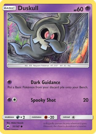 Duskull 051/147  - Reverse Holofoil SM  Burning Shadows - Common