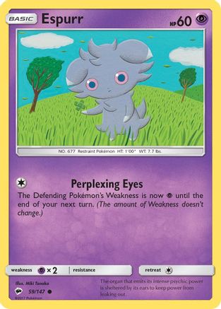 Espurr 059/147  - Reverse Holofoil SM  Burning Shadows - Common