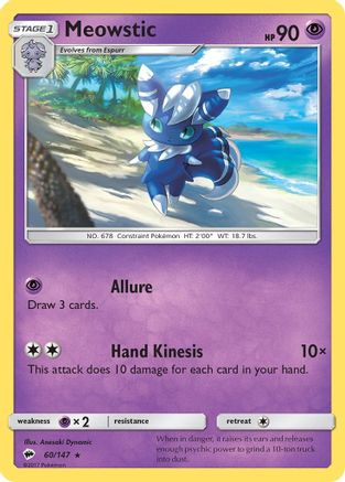 Meowstic 060/147  - Reverse Holofoil SM  Burning Shadows - Rare