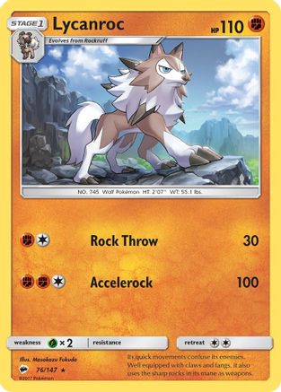 Lycanroc (76) 076/147  - Reverse Holofoil SM  Burning Shadows - Rare