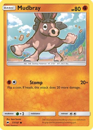 Mudbray 077/147  - Reverse Holofoil SM  Burning Shadows - Common
