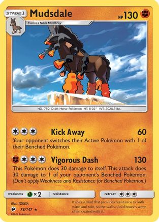 Mudsdale 078/147  - Reverse Holofoil SM  Burning Shadows - Rare