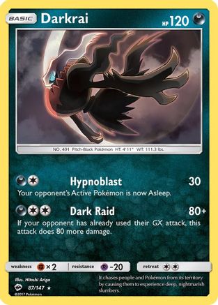 Darkrai 087/147  - Holofoil SM  Burning Shadows - Holo Rare