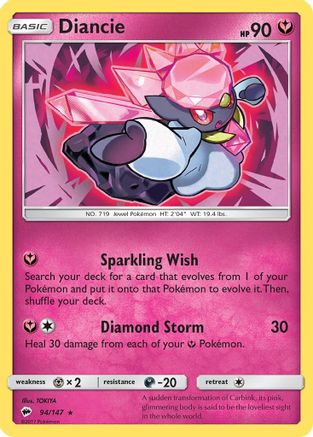 Diancie 094/147  - Reverse Holofoil SM  Burning Shadows - Holo Rare