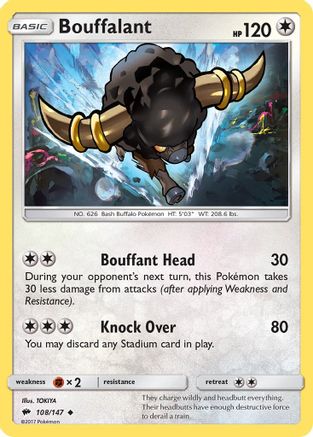 Bouffalant 108/147  - Reverse Holofoil SM  Burning Shadows - Uncommon