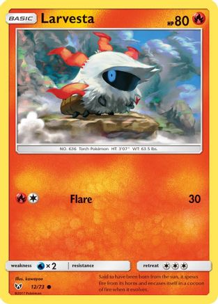 Larvesta 012  - Reverse Holofoil Shining Legends - Common