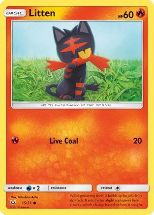Litten 015/73  - Reverse Holofoil Shining Legends - Common