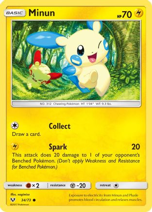 Minun 034/73  - Reverse Holofoil Shining Legends - Common