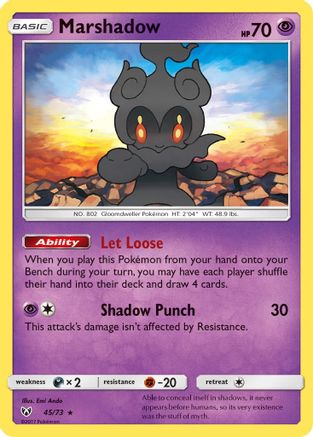 Marshadow 045/73  - Reverse Holofoil Shining Legends - Holo Rare