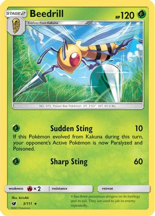 Beedrill 003/111  - Reverse Holofoil SM  Crimson Invasion - Rare
