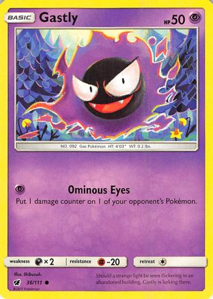 Gastly 036/111  - Reverse Holofoil SM  Crimson Invasion - Common