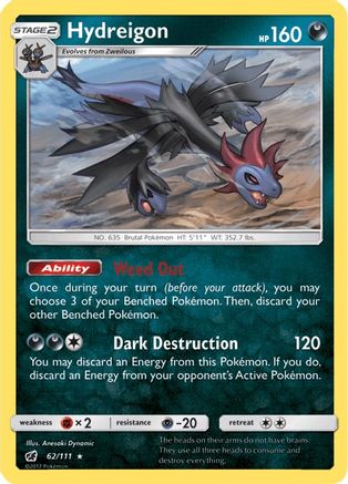 Hydreigon 062/111  - Reverse Holofoil SM  Crimson Invasion - Rare