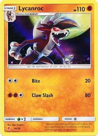 Lycanroc (#30 Holofoil) 030  - Holofoil SM Trainer Kit Lycanroc & Alolan Raichu - Uncommon
