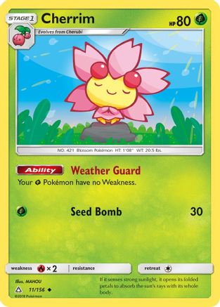 Cherrim 011/156  - Reverse Holofoil SM  Ultra Prism - Uncommon