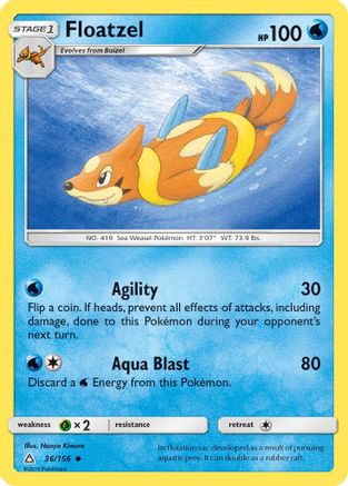 Floatzel 036/156  - Reverse Holofoil SM  Ultra Prism - Uncommon