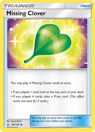 Missing Clover 129/156  - Reverse Holofoil SM  Ultra Prism - Uncommon