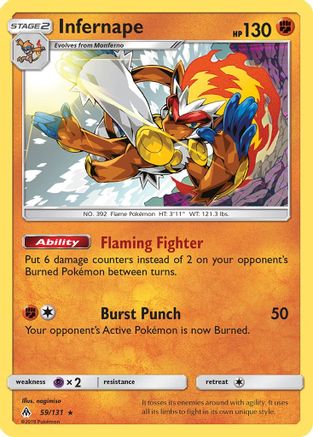 Infernape 059/131  - Reverse Holofoil SM  Forbidden Light - Holo Rare