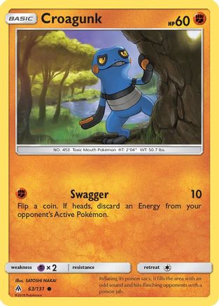 Croagunk 063  - Reverse Holofoil SM  Forbidden Light - Common