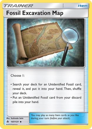Fossil Excavation Map 107/131  - Reverse Holofoil SM  Forbidden Light - Uncommon