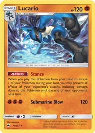 Lucario (SM - Burning Shadows) 071  Deck Exclusives - Rare