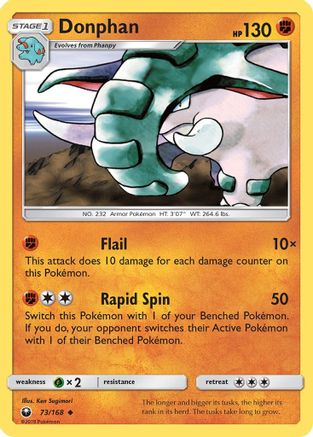 Donphan 073  - Reverse Holofoil SM  Celestial Storm - Uncommon