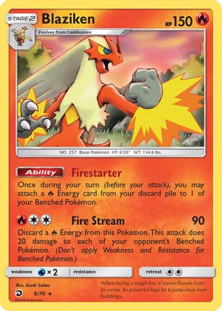 Blaziken 006/70  - Reverse Holofoil Dragon Majesty - Holo Rare