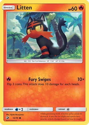 Litten 012/70  - Reverse Holofoil Dragon Majesty - Common