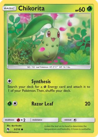 Chikorita (5) 005/214  - Reverse Holofoil SM  Lost Thunder - Common