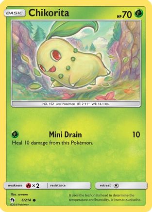 Chikorita (6) 006/214  - Reverse Holofoil SM  Lost Thunder - Common