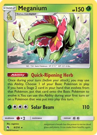Meganium 008/214  - Reverse Holofoil SM  Lost Thunder - Holo Rare