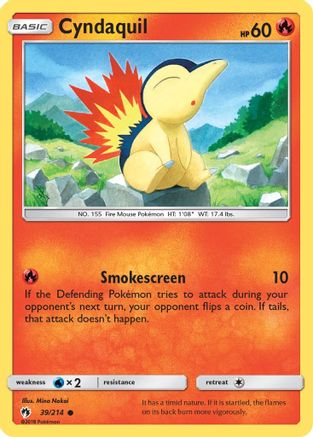 Cyndaquil (39) 039/214  - Reverse Holofoil SM  Lost Thunder - Common