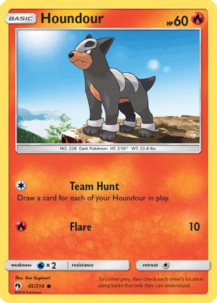 Houndour 045/214  - Reverse Holofoil SM  Lost Thunder - Common