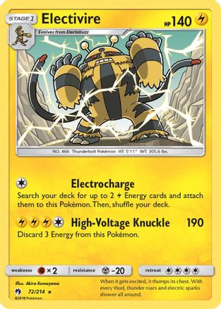 Electivire 072  SM  Lost Thunder - Rare