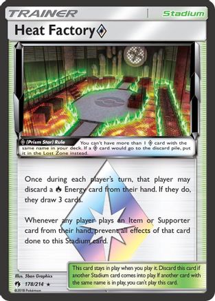 Heat Factory Prism Star 178/214  - Holofoil SM  Lost Thunder - Prism Rare