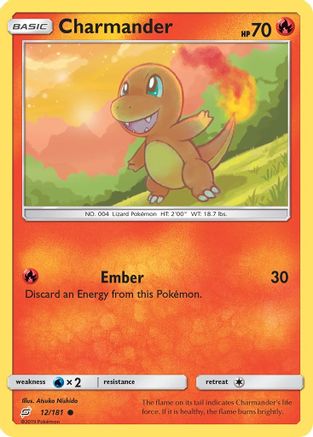 Charmander (12) 012/181  - Reverse Holofoil SM  Team Up - Common
