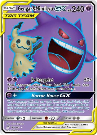 Gengar & Mimikyu GX (Full Art) 164/181  - Holofoil SM  Team Up - Ultra Rare