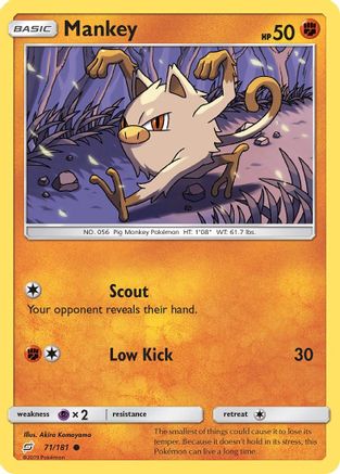 Mankey 071/181  - Reverse Holofoil SM  Team Up - Common
