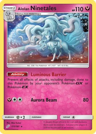 Alolan Ninetales 111/181  - Reverse Holofoil SM  Team Up - Holo Rare