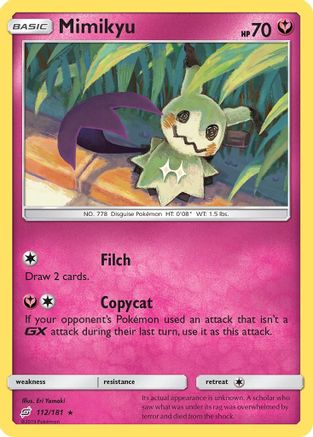 Mimikyu 112/181  - Reverse Holofoil SM  Team Up - Rare